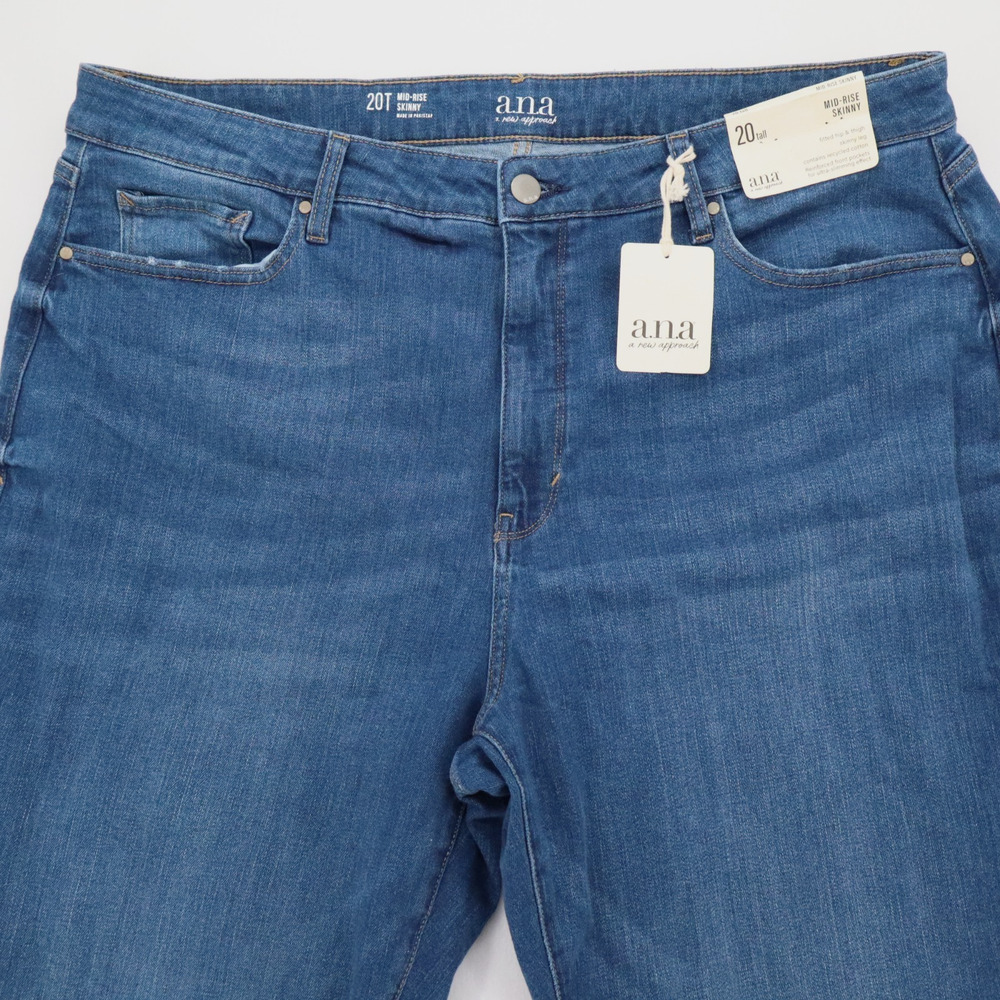 New A.N.A. Plus Size 20 Tall Mid Rise Skinny Jeans 33" Inseam Stretch Womens NWT - Picture 4 of 9